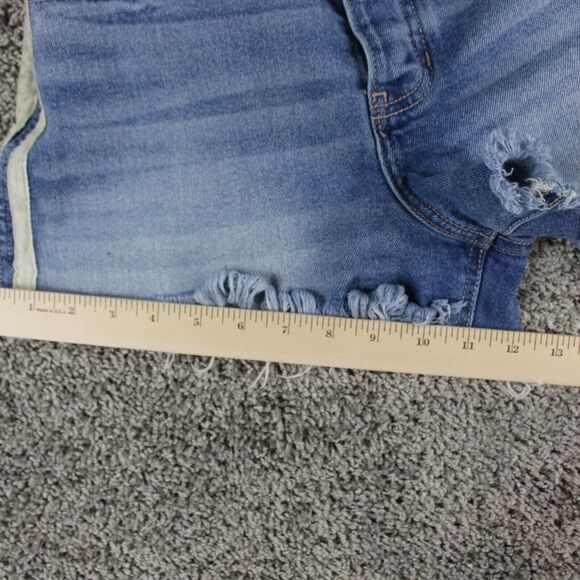 Hollister Button Fly Denim Shorts Juniors 7 Blue High Rise Boyfriend Stretch - Picture 8 of 8